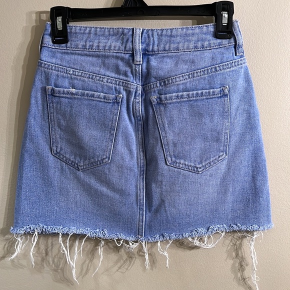 Pacsun Los Angeles light blue distress Jean skirt size 24 waist 12”, length 14 - Picture 2 of 3